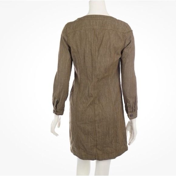 Boden Denim Mini Dress 8R Brown 100% Cotton Button Up Shift Tunic Natural WH443 - Picture 13 of 13